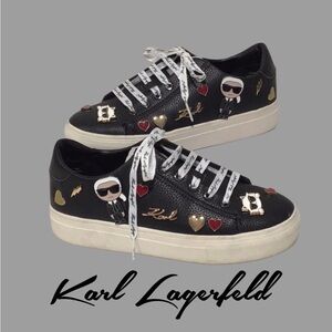 KARL LAGERFELD Paris Cate Pin Embellished Lace Up Sneakers 6 M